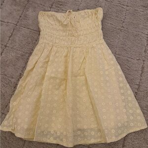 Princess Polly yellow mini strapless dress